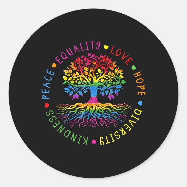 Kindness Peace Equality Love Hope Diversity Human Classic Round Sticker (Front)