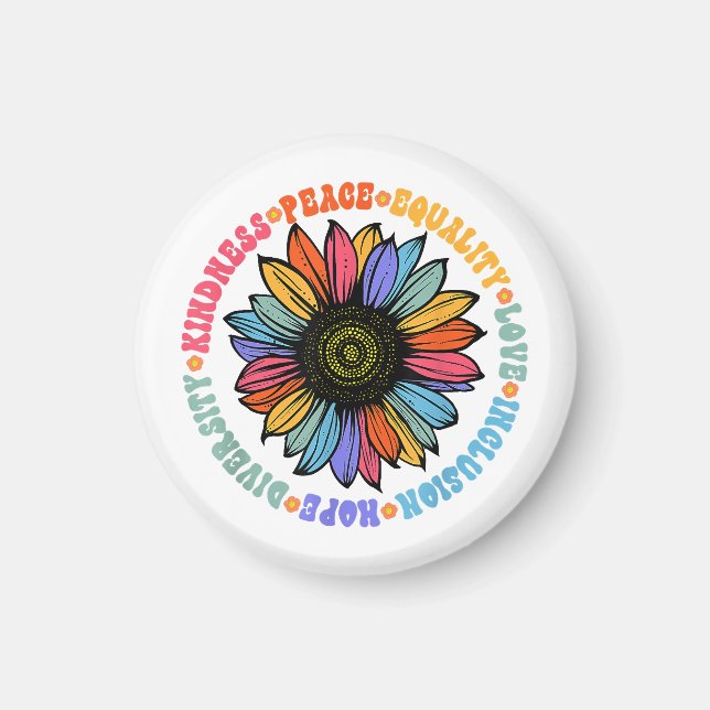 Kindness Peace Equality Love Hope Diversity Human  Magnet (Front)