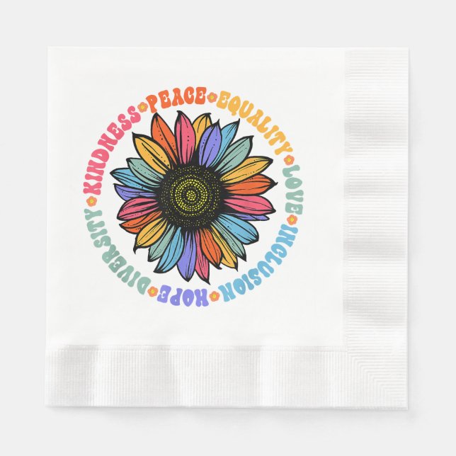 Kindness Peace Equality Love Hope Diversity Human  Napkin (Front)