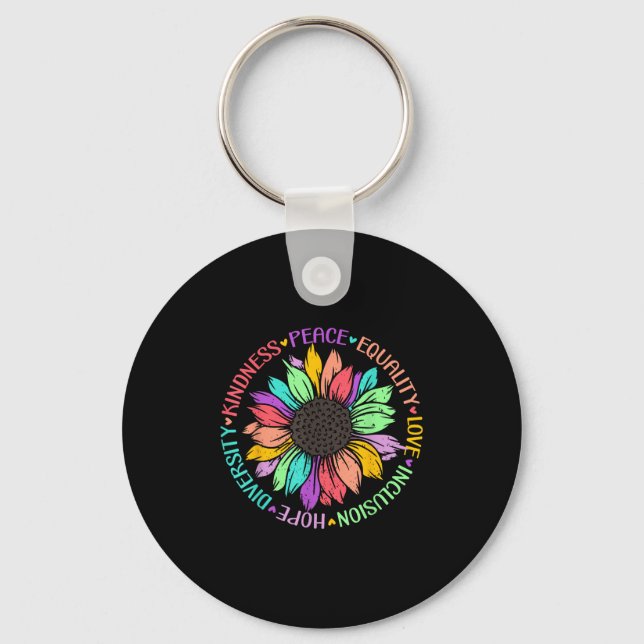 Kindness Peace Equality Love Hope Diversity Positi Key Ring (Front)
