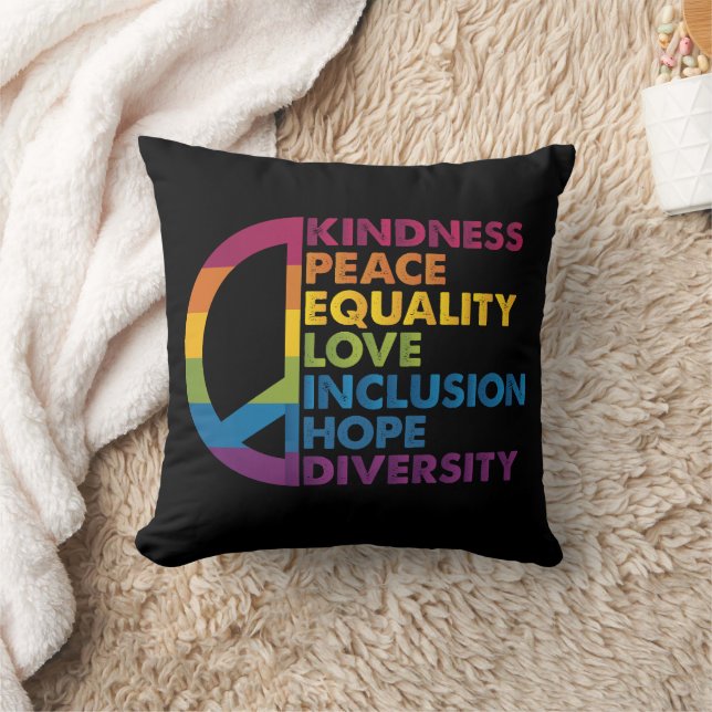 Kindness Peace Equality Love Inclusion Hope Divers Cushion (Blanket)