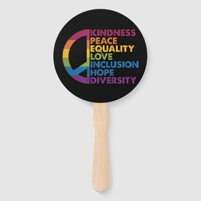 Kindness Peace Equality Love Inclusion Hope Divers Hand Fan (Front)