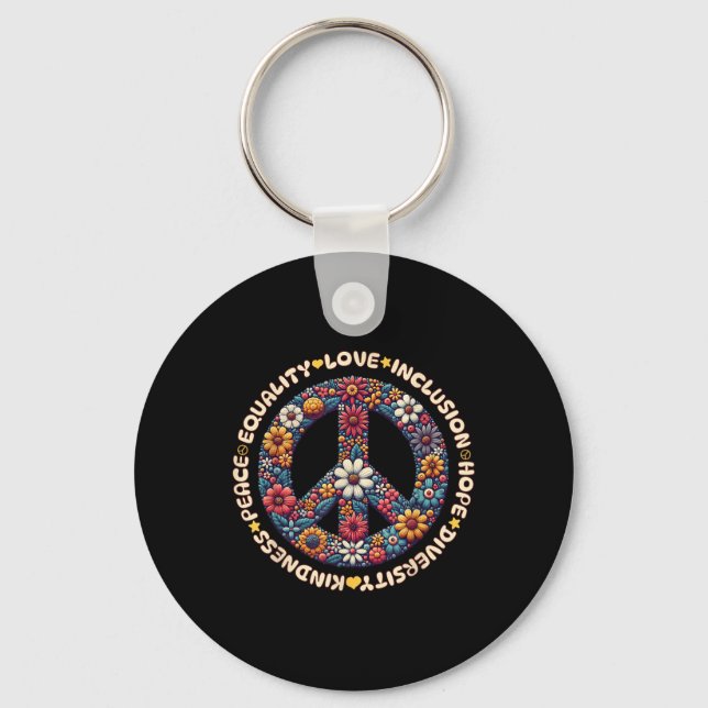 Kindness Peace Equality Love Inclusion Hope Divers Key Ring (Front)