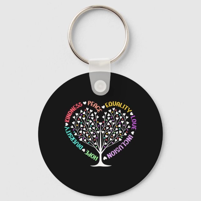 Kindness Peace Equality Love Inclusion Hope Key Ring (Front)