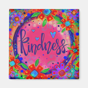 Kindness Pretty Pink Colorful Floral Inspirivity Magnet