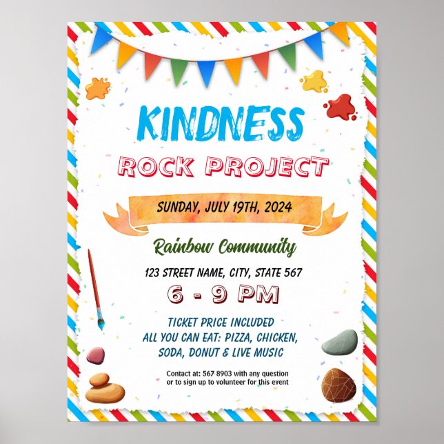 Kindness Rocks project event flyer poster (Front)