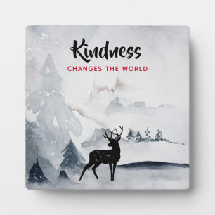 Kindness Saying with Majestic Deer Watercolor Plaque