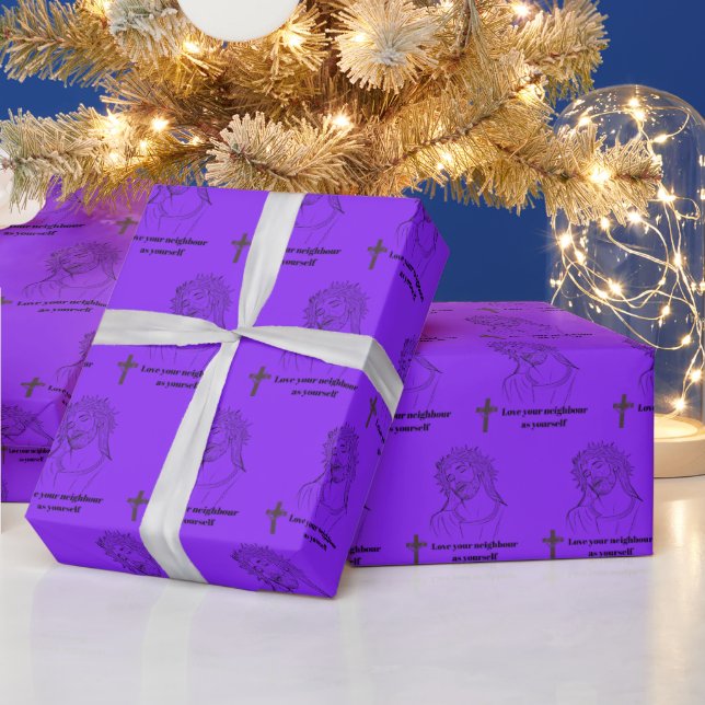 kindness to neighbour purple wrapping paper (Holidays)