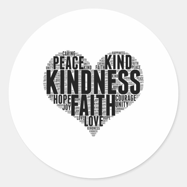 Kindness Wordcloud Be Kind Stop Bullying Orange Un Classic Round Sticker (Front)