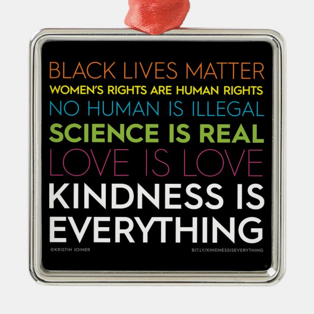 #KindnessIsEverything Square Ornament (Front)