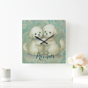 Kindred Paws Square Wall Clock