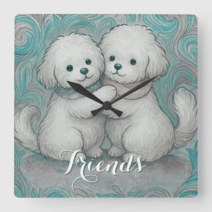 Kindred Paws  Square Wall Clock