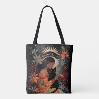 Kindred Spirits Black Cat Autumn Friendship Tote Bag
