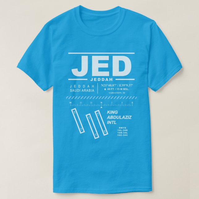King Abdulaziz International Airport JED Tee Shirt (Design Front)