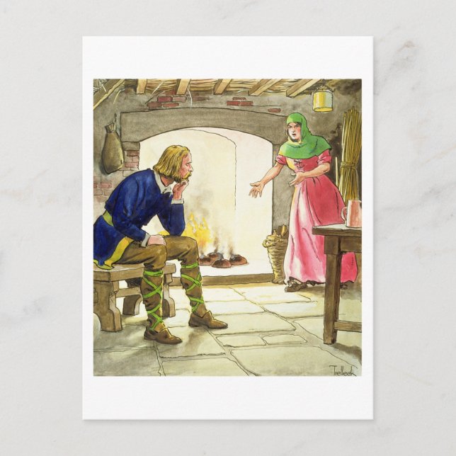 King Alfred (849-99) burning the cakes, from 'Peep Postcard (Front)