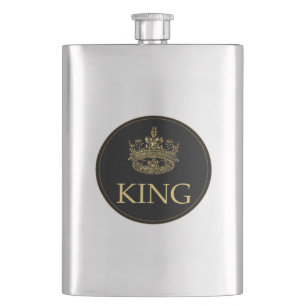 King and Crown Royal Emblem Hip Flask