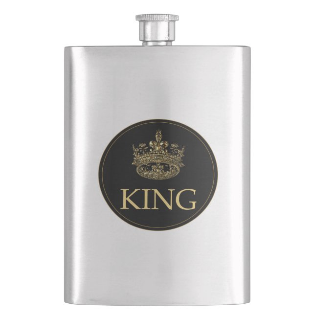 King and Crown Royal Emblem Hip Flask (Front)
