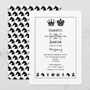 King And Queen Chess Board Game Wedding Invitation