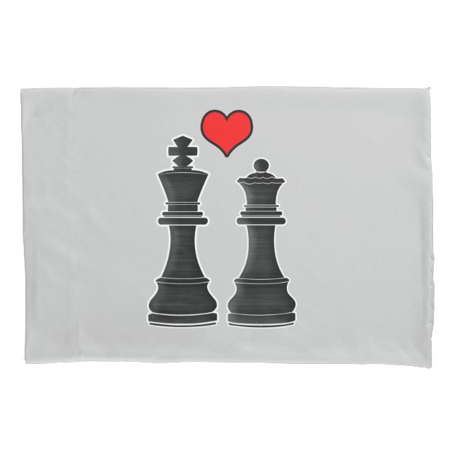 King and Queen Chess Pieces Love Pillowcase (Front)