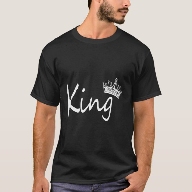 King And Queen Crown Matching Couple Design For Hi T-Shirt (Front)