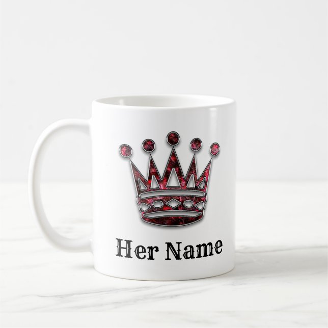 King and Queen Crowns His and Hers Personalised Coffee Mug (Left)