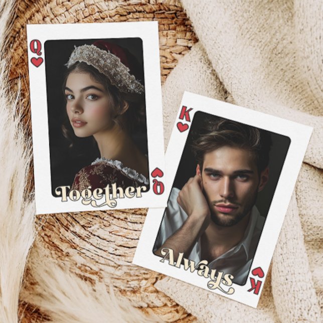 King and Queen Custom Couple Photo Valentines Day Holiday Card (king and queen of hearts custom couple photo card)
