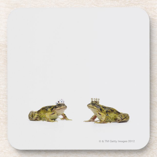 King and Queen frog looking at each other Coaster (Front)