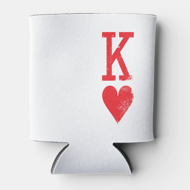 King and Queen of Hearts Playing Cards Couples Can Cooler (Front)