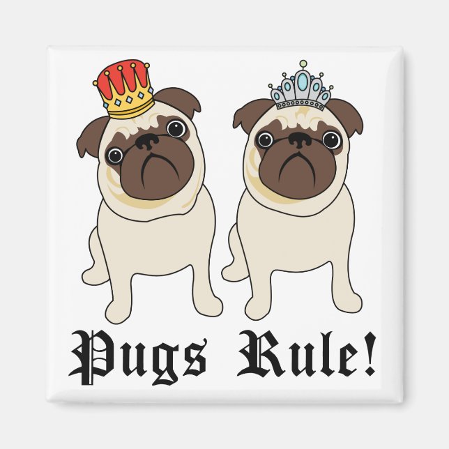King and Queen Pug Magnets (Front)