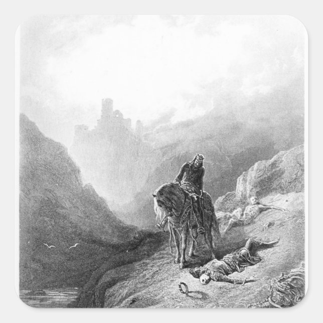 King Arthur discovers the Skeletons Square Sticker (Front)