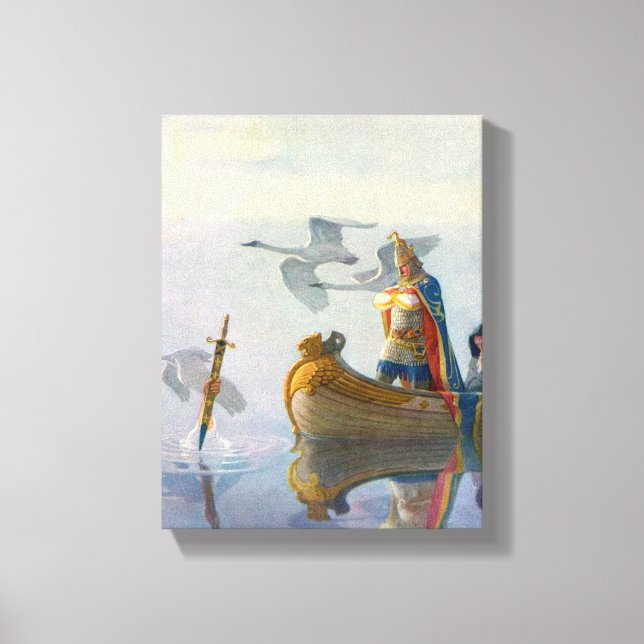King Arthur & Excalibur, c. 1922 by N.C Wyeth Canvas Print (Front)