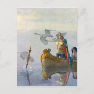 King Arthur & Excalibur, c. 1922 by N.C Wyeth Postcard