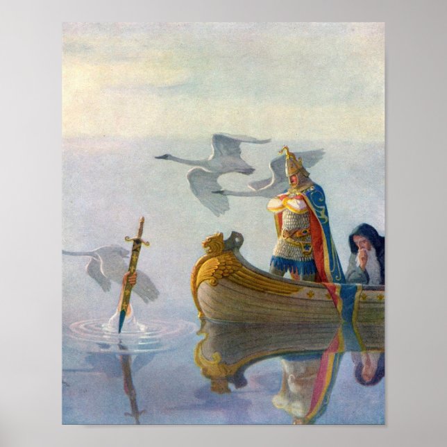King Arthur & Excalibur, c. 1922 by N.C Wyeth Poster (Front)
