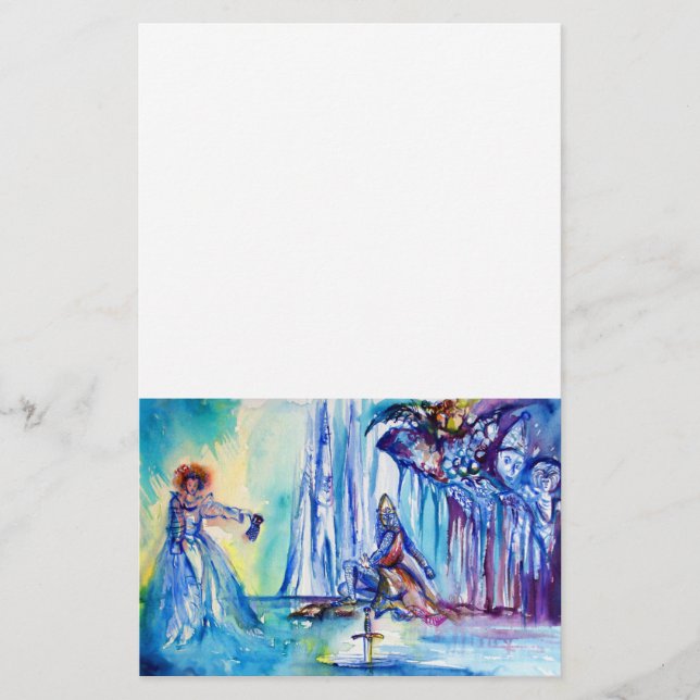 KING ARTHUR ,LADY OF THE LAKE AND pink purple blue Stationery (Front)
