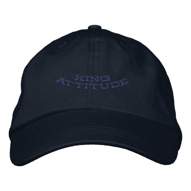 King Attitude-Hat Navy Adjustable Royal Elegant  Embroidered Hat (Front)