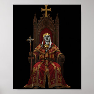 King Baldwin Iv Floral Mask Medieval Art Crusader  Poster