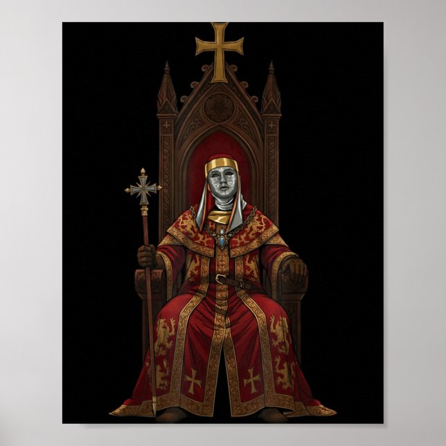 King Baldwin Iv Floral Mask Medieval Art Crusader  Poster (Front)