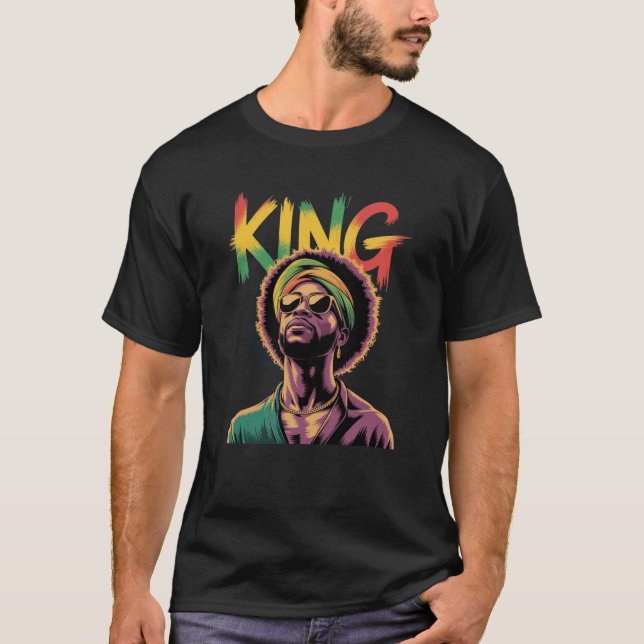 King – Black Pride Rasta Colours Design T-Shirt (Front)