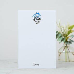 King Blue and Silver Dragon Stationery