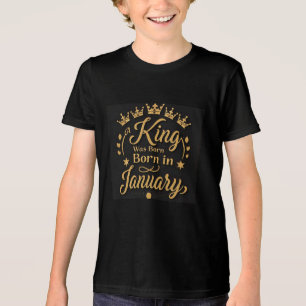 King Born In January Golden Crowns boys Tri-Blend Shirt