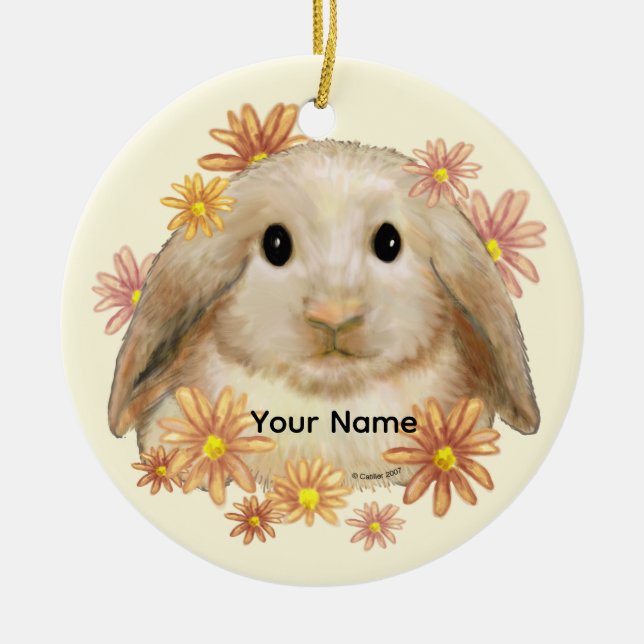 King Bunny Rabbit Ceramic Tree Decoration (Front)