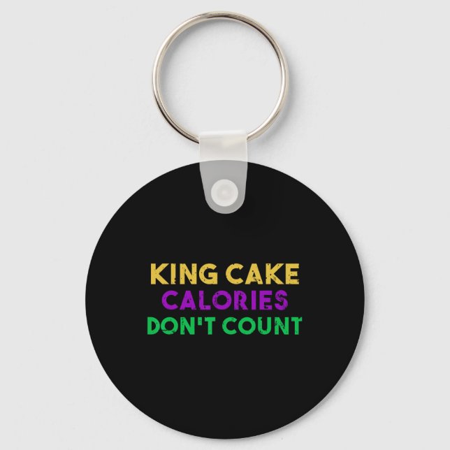 King Cake Calories Don't Count Mardi Gras Drinking Key Ring (Front)