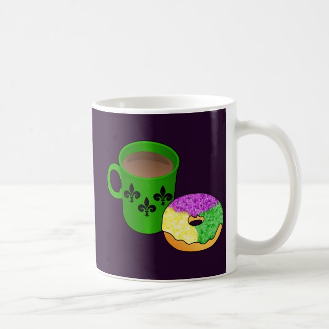 King Cake Doughnut and Coffee Coffee Mug (Right)