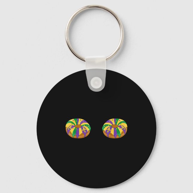 King Cake Mardi Gras Yall Key Ring (Front)