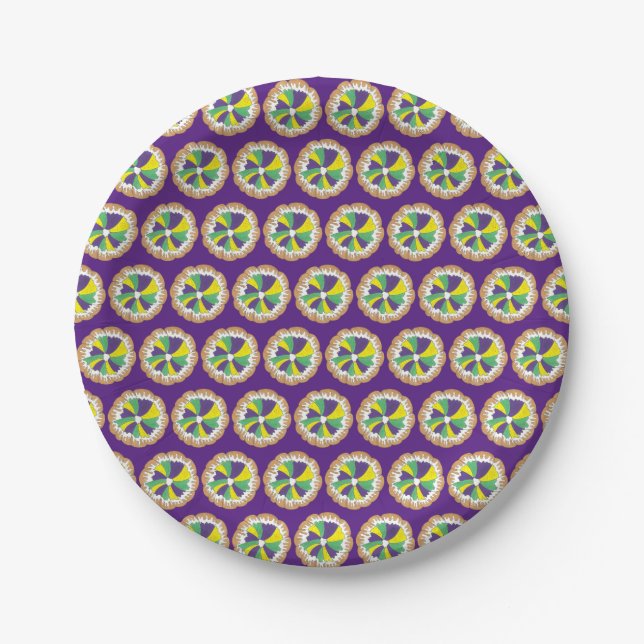 King Cake New Orleans NOLA Mardi Gras Carnival Paper Plate (Front)
