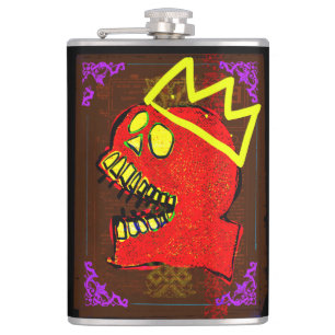 King Calavera Skull pGeek NFT Art Hip Flask