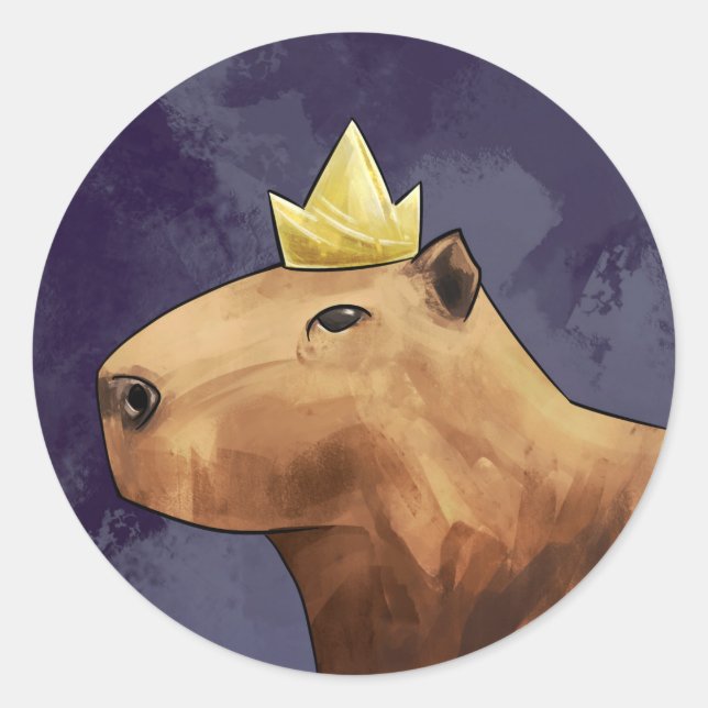 King Capybara Classic Round Sticker (Front)