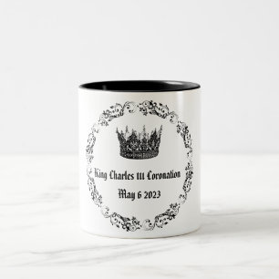King Charles 111 Coronation Black/White Two-Tone T Coffee Mug