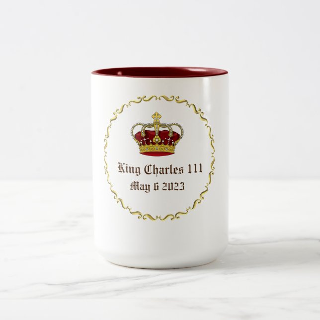 King Charles 111 Coronation Crown Two-Tone Coffee  Mug (Center)