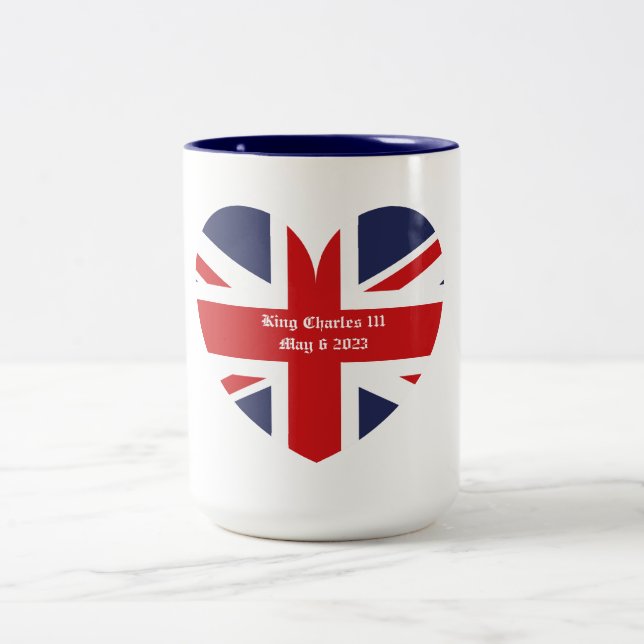 King Charles 111 Coronation England Flag Two-Tone  Coffee Mug (Center)